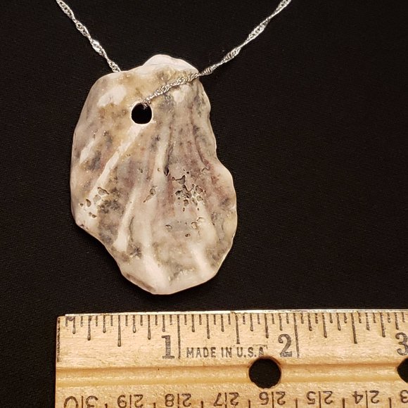 Ocean Treasures Collection artisan shell necklace w/20" 925plated Sterling chain - Picture 4 of 5